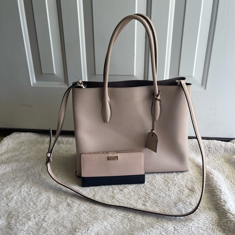 Kate Spade New York EVA Medium Satchel wallet set light neutral pink leather